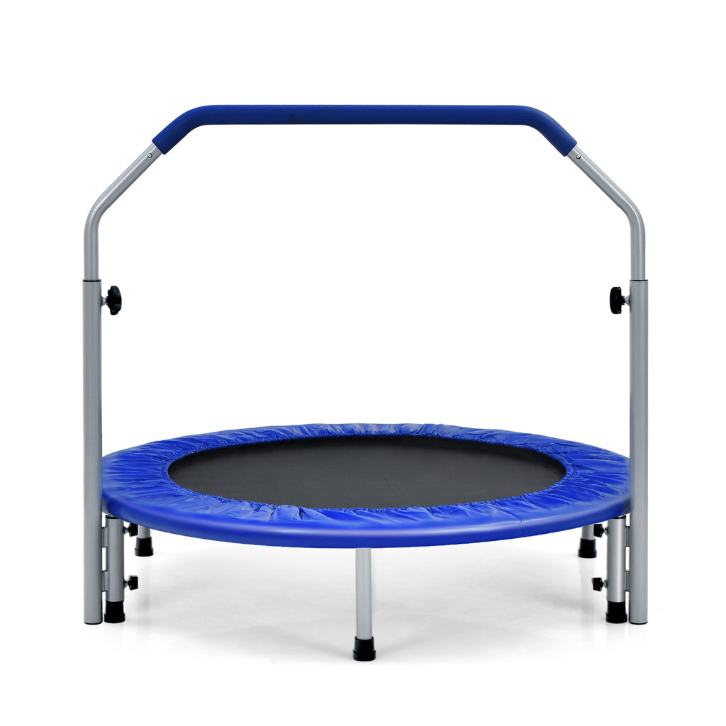 101cm Foldable Trampoline with 4-Level Adjustable Handle for Adults-Blue