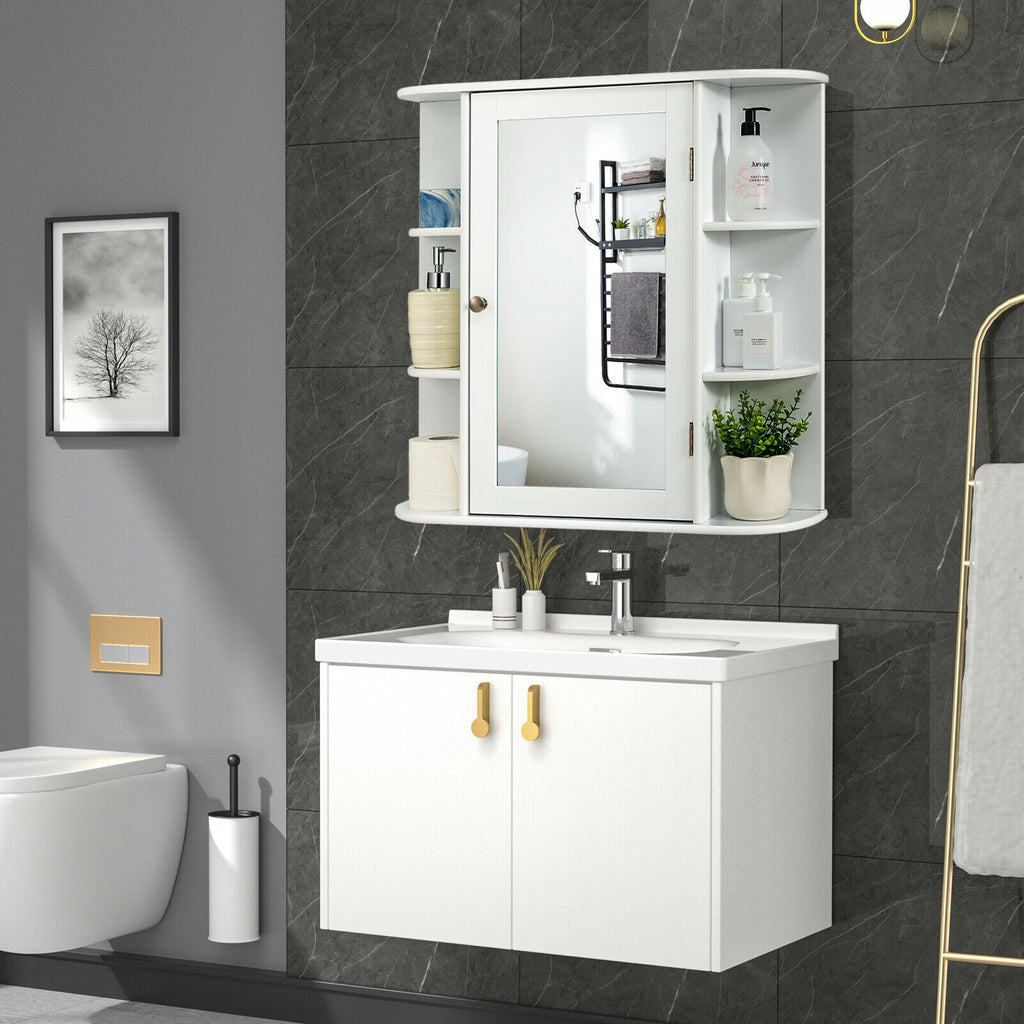 3 Tier Mirrored Wall Mounted Bathroom Cabinet White