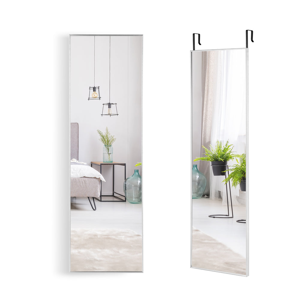 120 x 37 cm Full Length Wall Hanging Mirror with Adjustable Hook-Silver