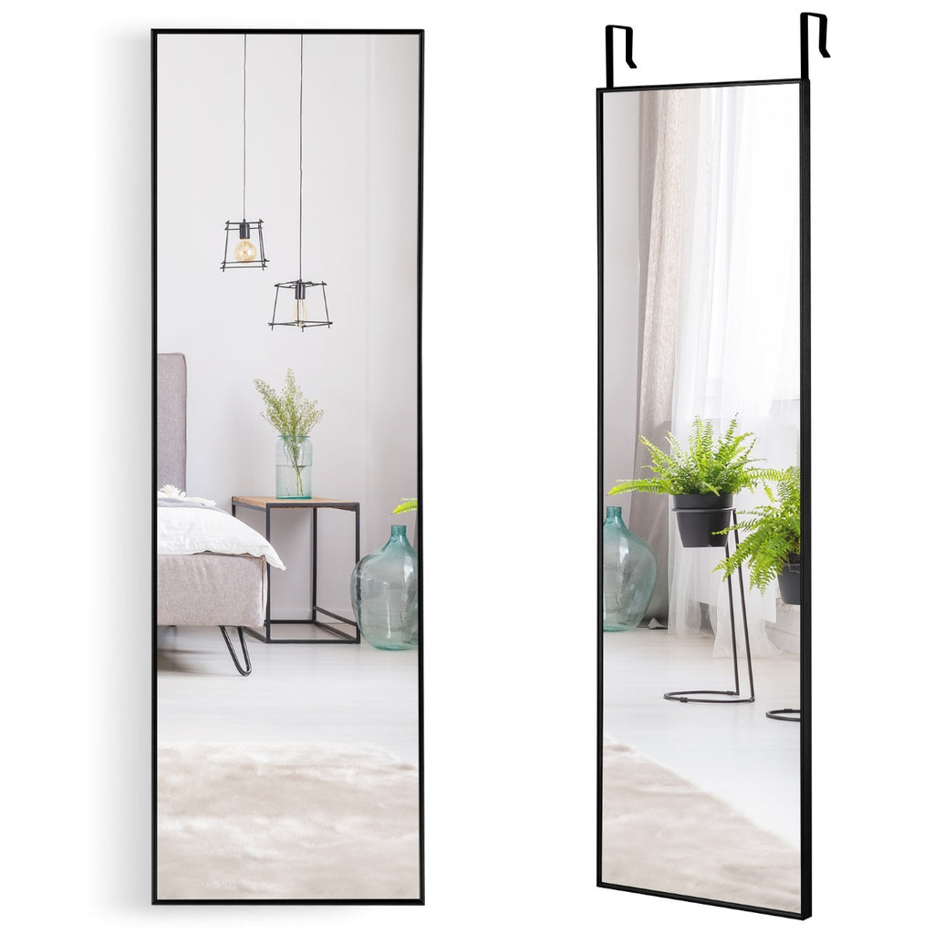 120 x 37 cm Full Length Wall Hanging Mirror with Adjustable Hook-Black