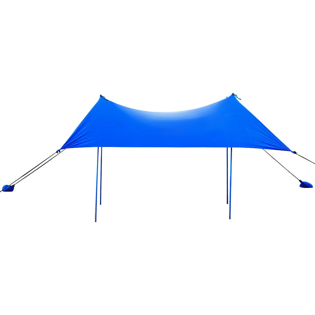 Portable Sunshade Canopy Waterproof Tent UPF 50 + UV 4 Sandbags Blue