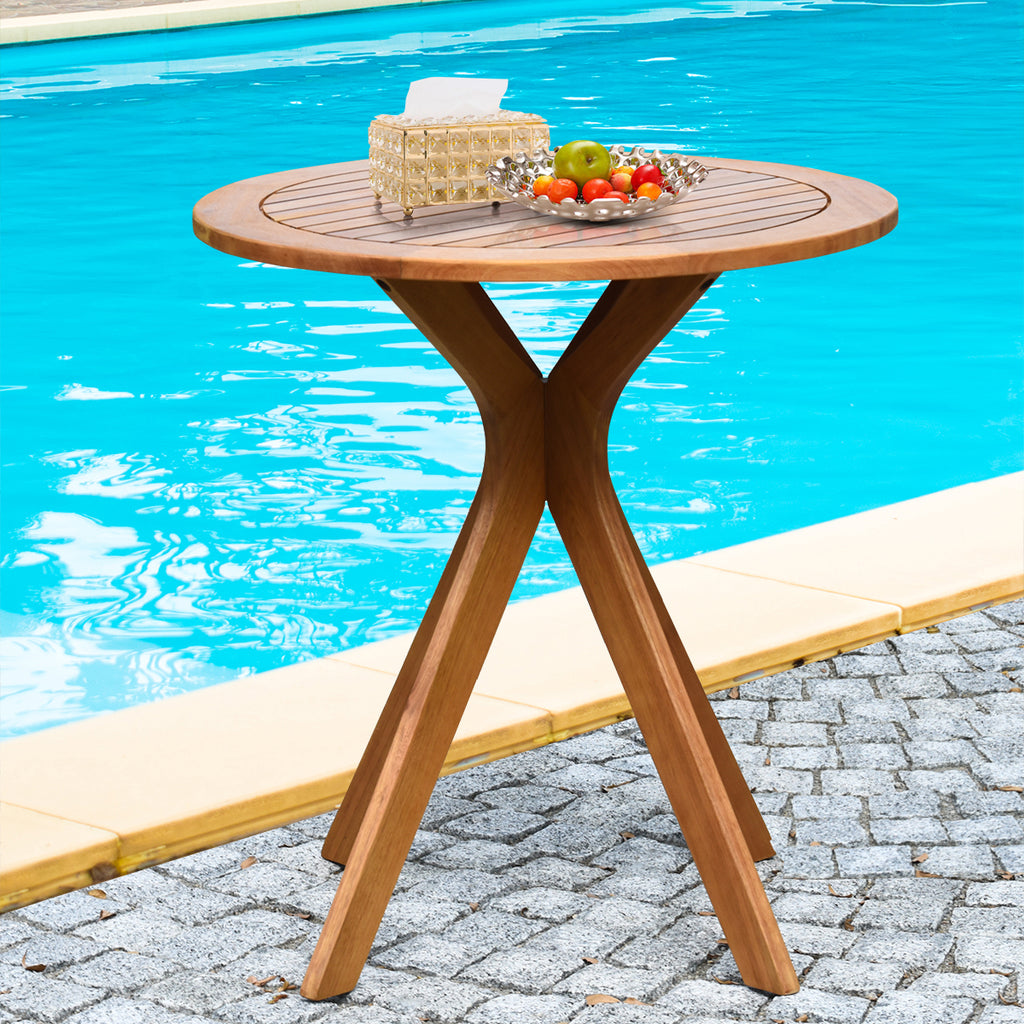 70cm Round Wooden Table with X Base