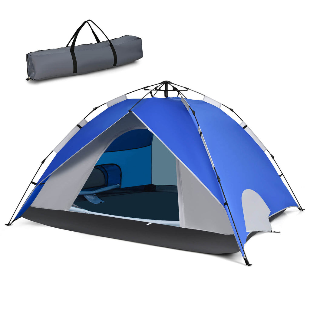 Instant Pop Up Camping Tent for 4 Person with Carry Bag Blue