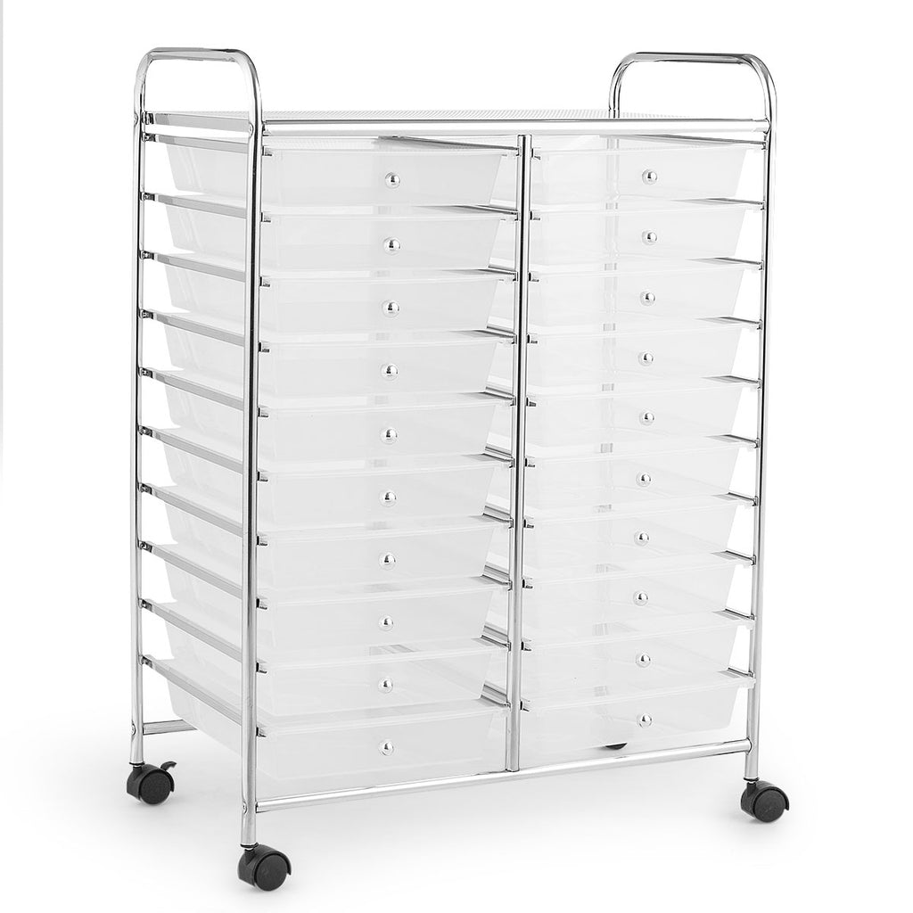 20 Drawers Storage Trolley with 4 Wheels for Beauty Salon-Transparent