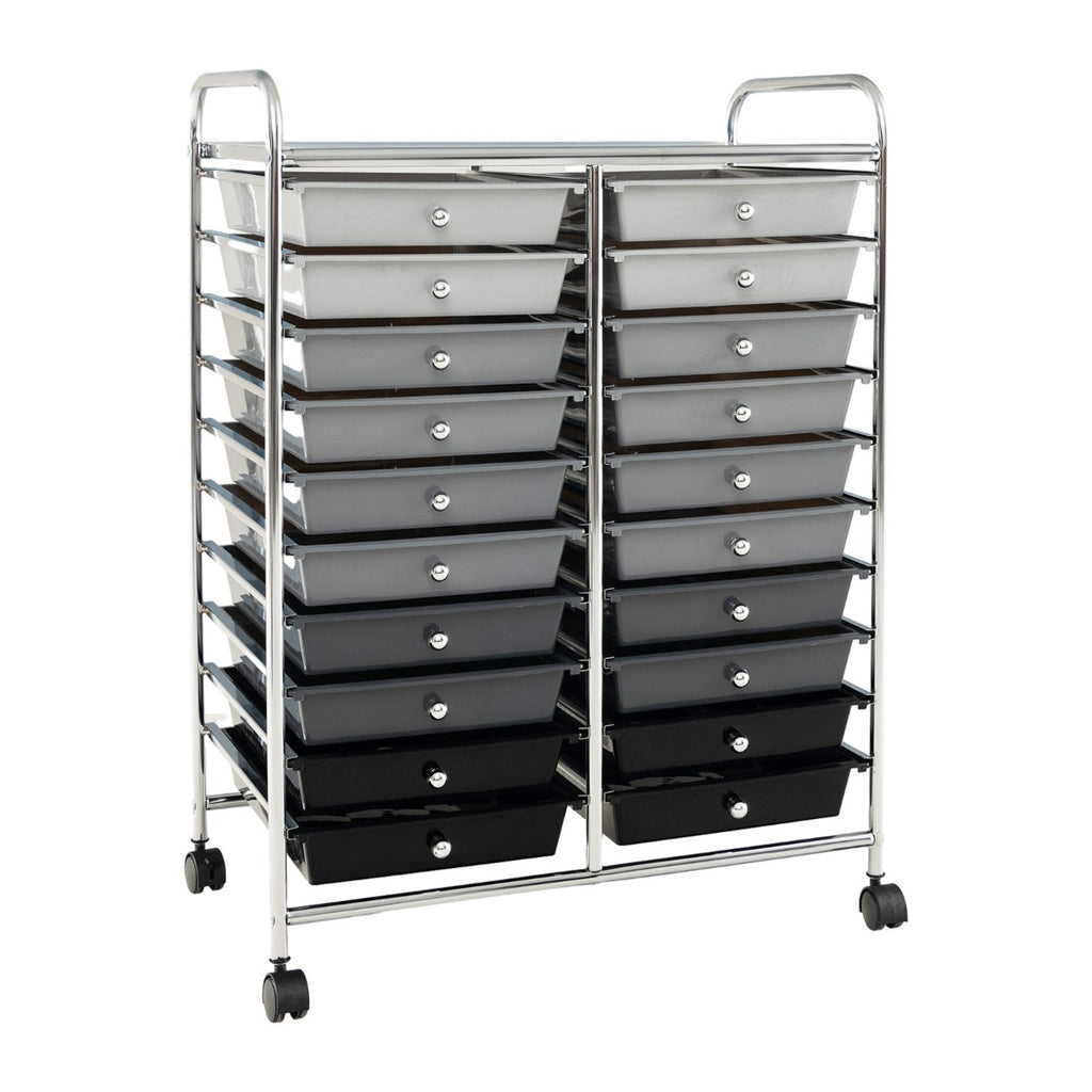 20 Drawers Storage Trolley with 4 Wheels for Beauty Salon-Grey