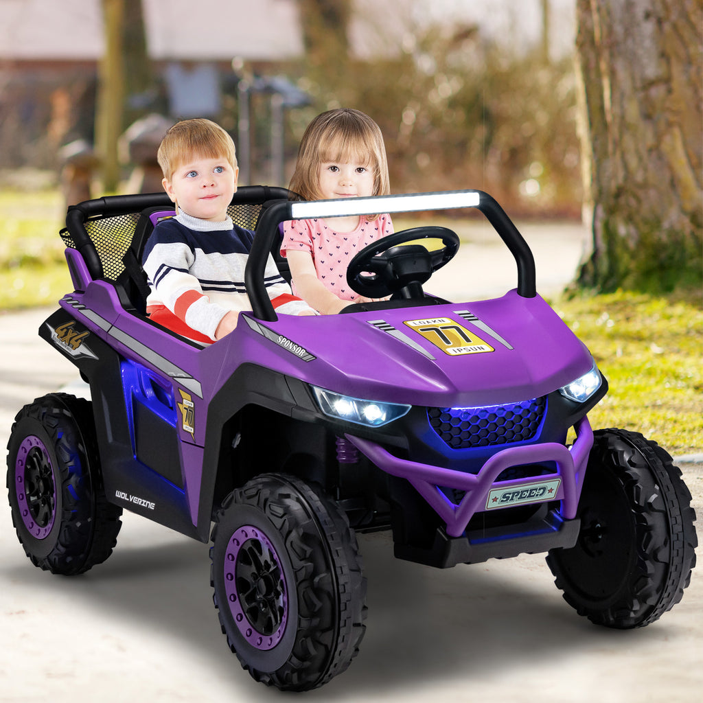 12V Battery Powered Electric Car 2-Seater Kids Ride on UTV-Purple