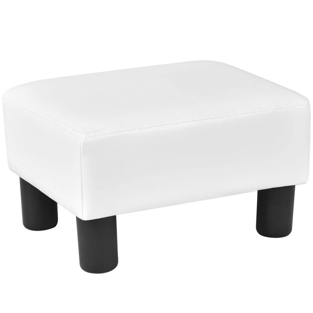40 cm Rectangle PU Leather Small Footstool Ottoman-White