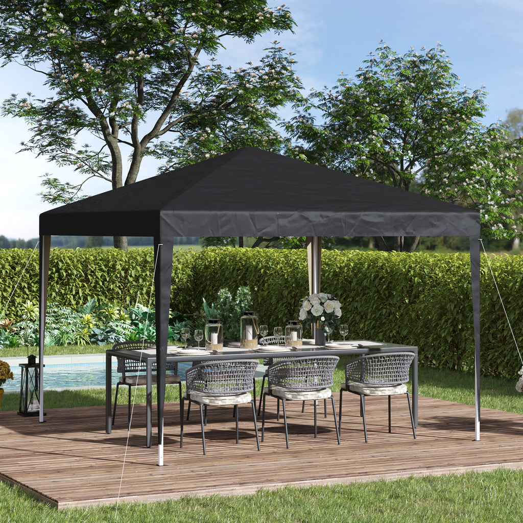 Outsunny 3 x 3 meter Garden Heavy Duty Pop Up Gazebo Marquee Party Tent Folding Wedding Canopy Black UV Protection - Inspirely