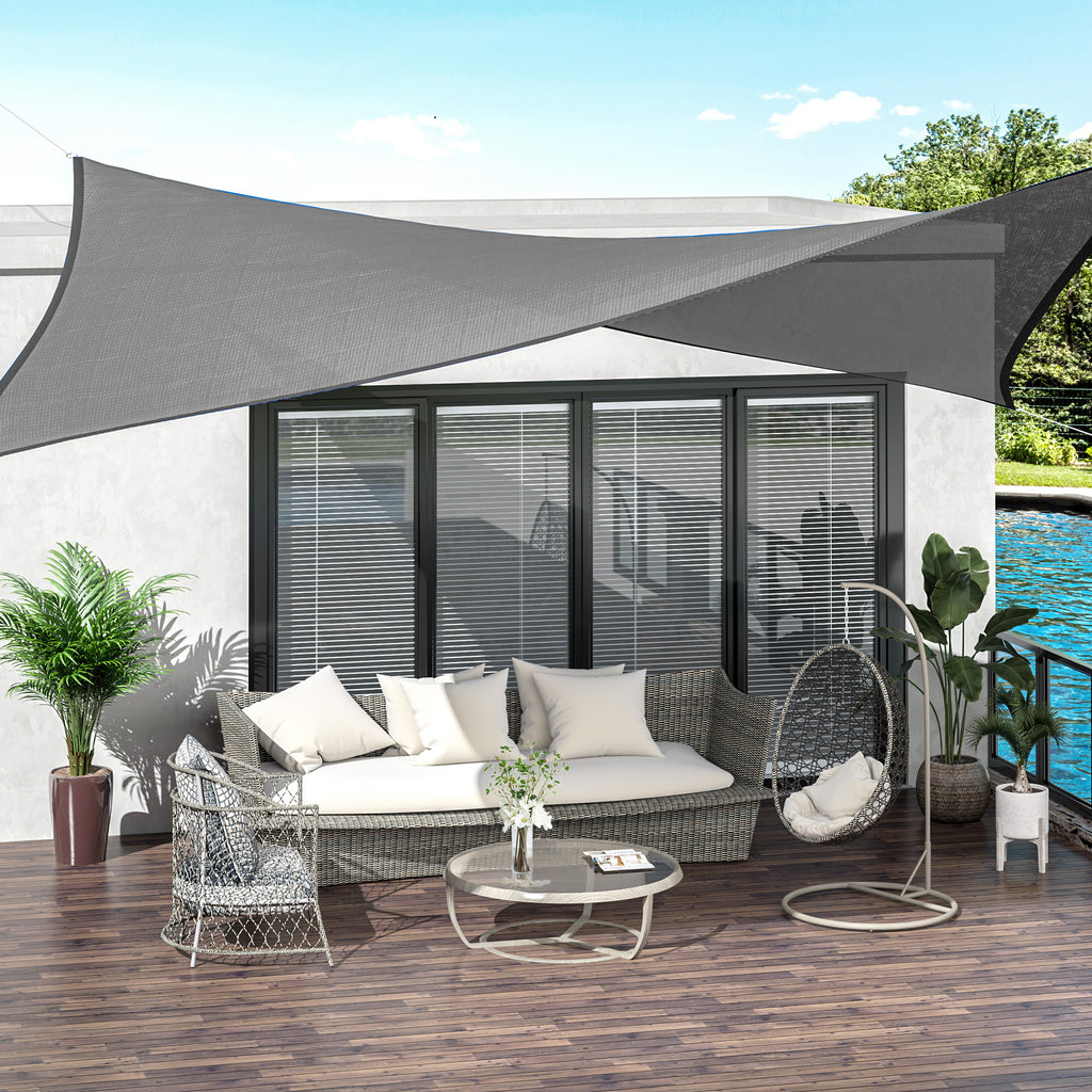 Outsunny 4 x 3m Sun Shade Sail Rectangle Canopy Outdoor Sunscreen Awning with Mounting Ropes for Garden, Patio, Party, UV Protection, Charcoal Grey - Inspirely