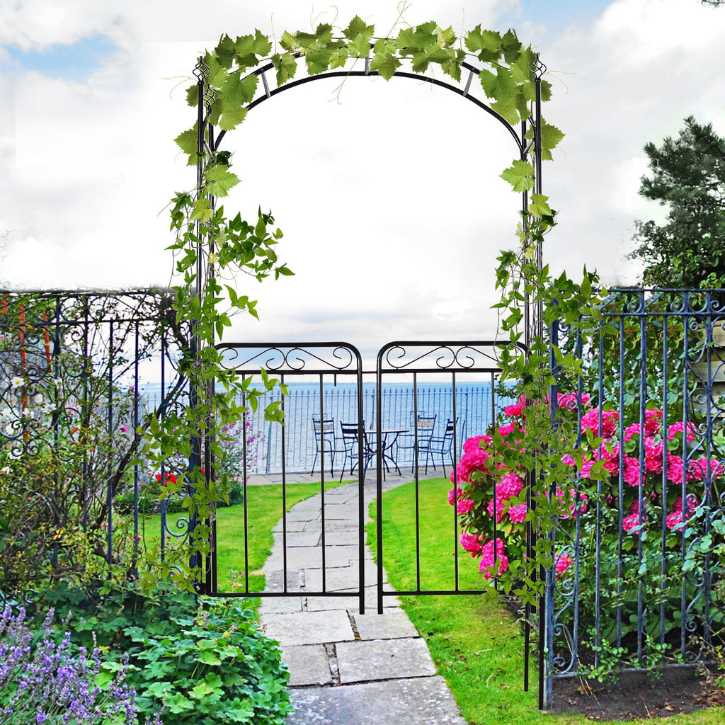 Metal Outdoor Garden Gate Arch Black - Inspirely