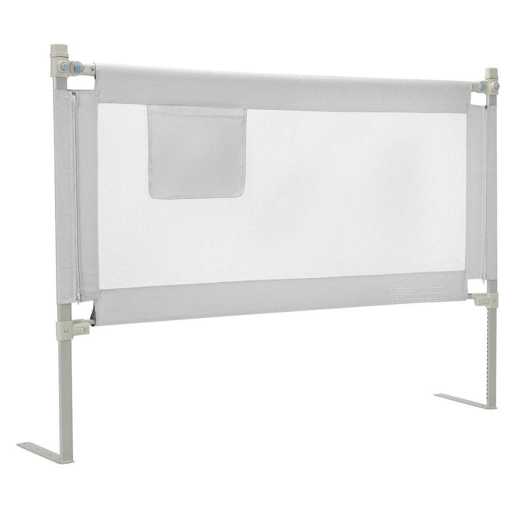 145cm Height Adjustable Bed Rail with Storage Pocket and Safety Lock-Grey