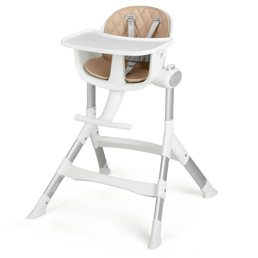Adjustable Baby Highchair with Removable Tray and 5 Point Safety Harness Beige
