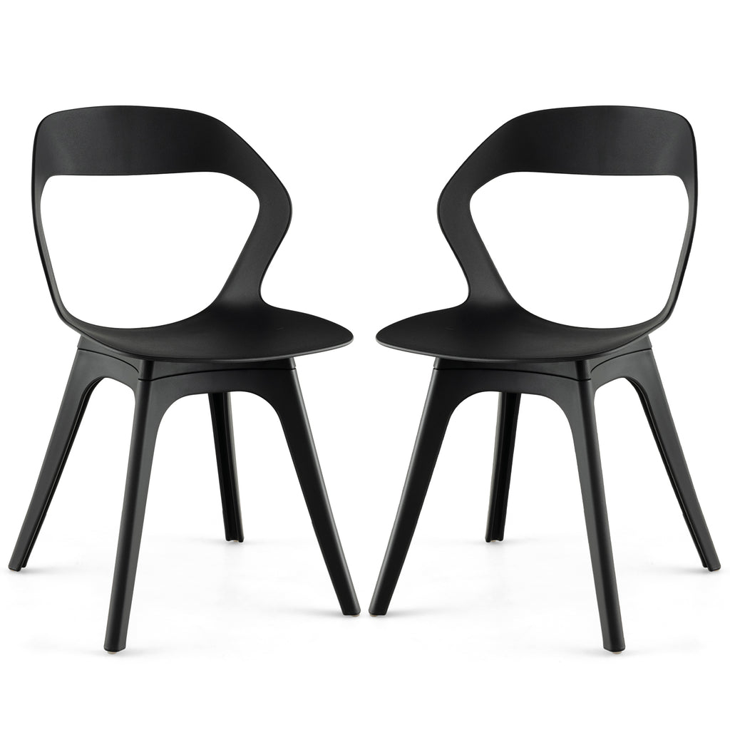 2 Pieces Modern Kitchen Dining Chair Set-Black