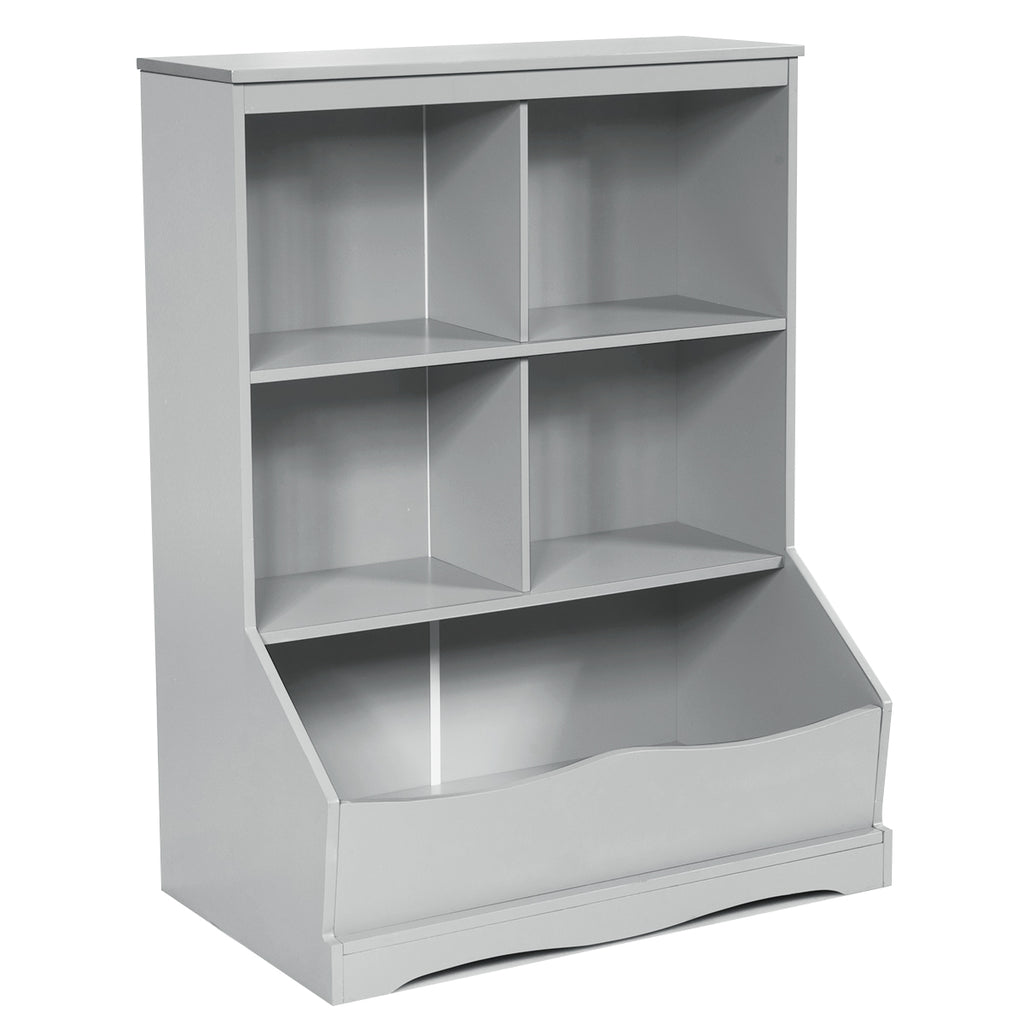 Kids Bookcase Toys Storage Units with Shelves and Compartments-Grey