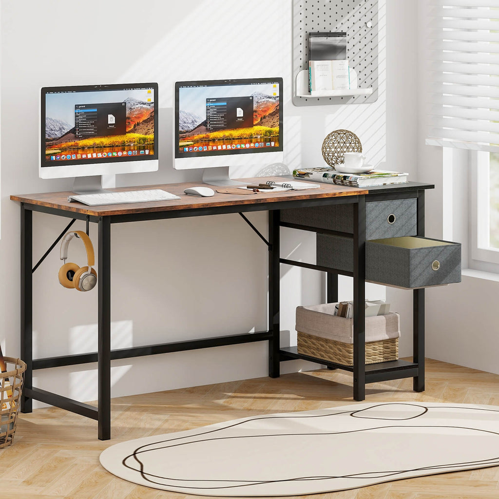 140cm Office Desk Computer Workstation with 2 Drawers and Hook-M