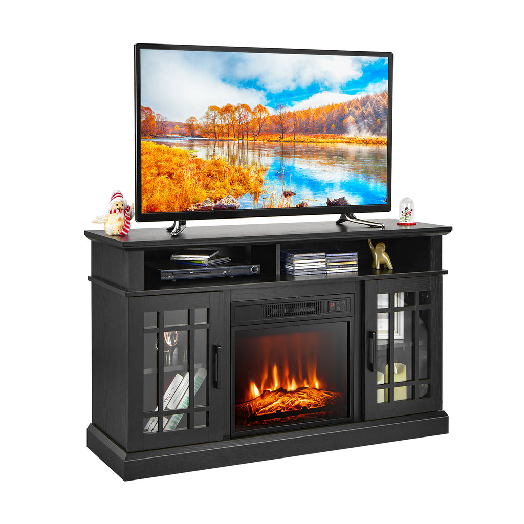 Fireplace TV Stand with 2000w Electric Insert and Remote Control-Black