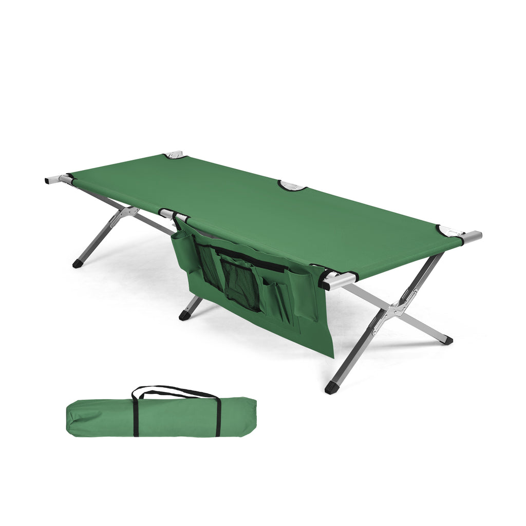 Folding Camping Bed Outdoor Sleeping Cot with Carry Bag for Beach-Green