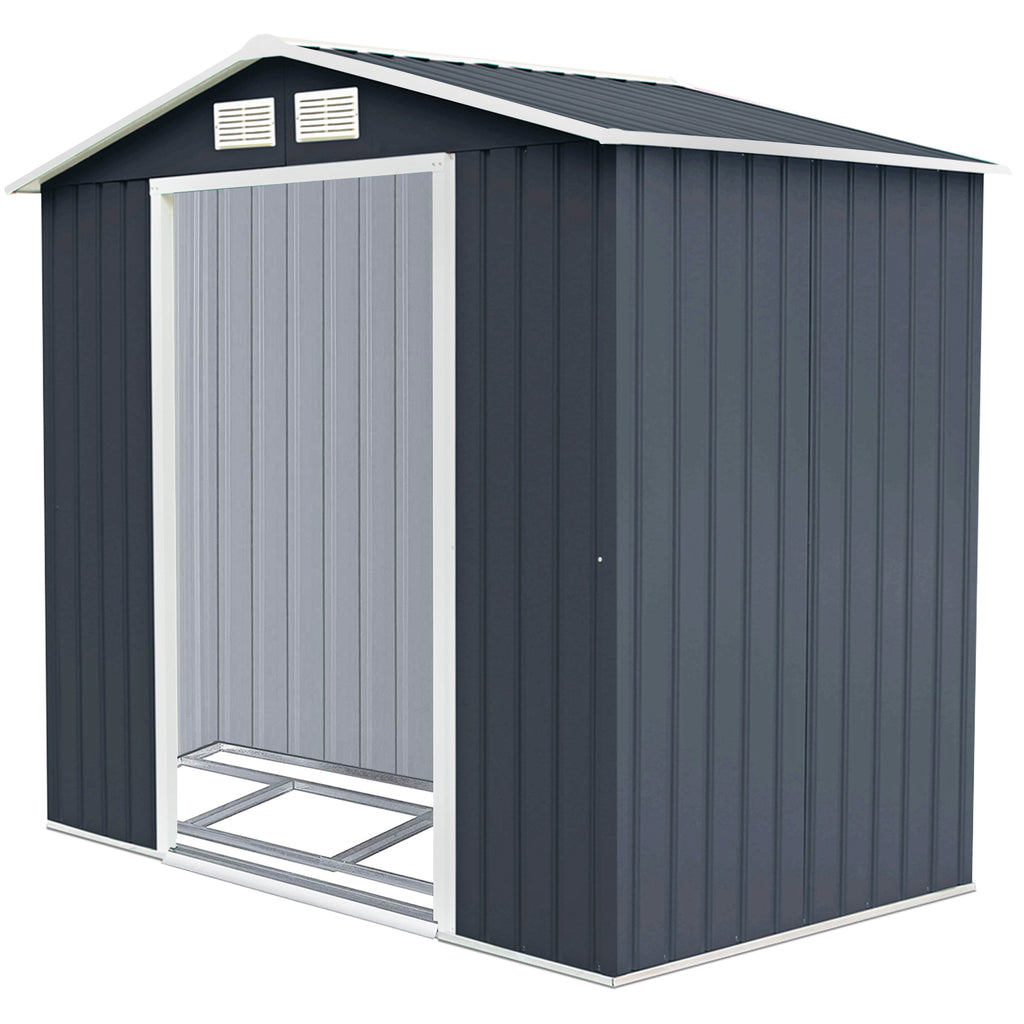 Galvanized Metal Garden Shed with Foundation - 7 x 4FT