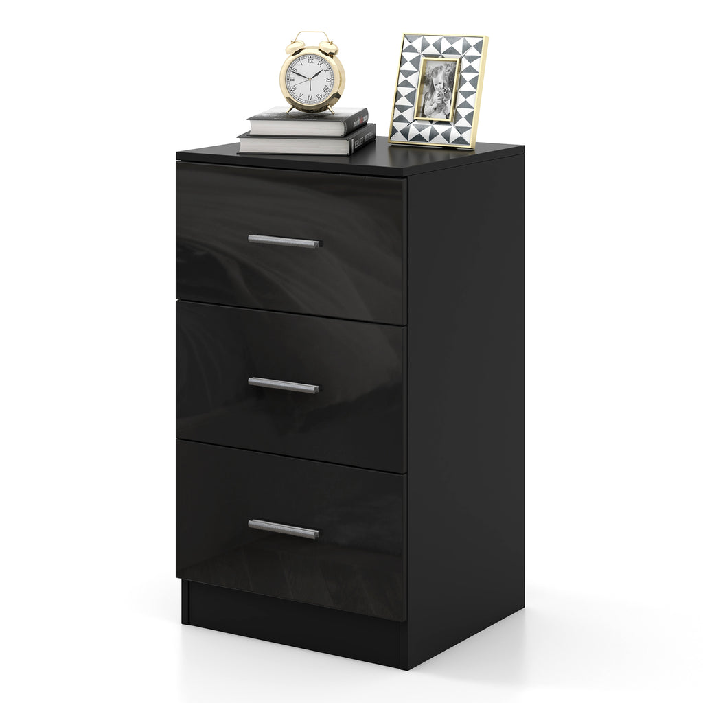 3-Drawer Wooden Dresser Cabinet with Anti - Toppling Device - Black