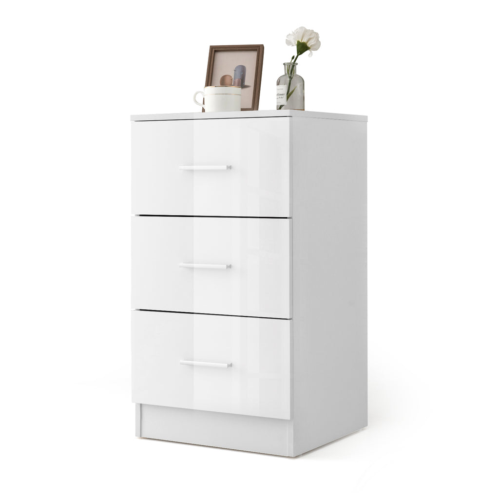3-Drawer Wooden Dresser Cabinet with Anti - Toppling Device - White