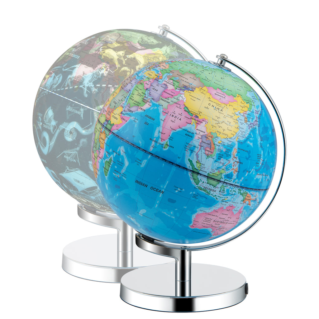 3 in 1 Illuminated World Globe with Stand for Home School Office