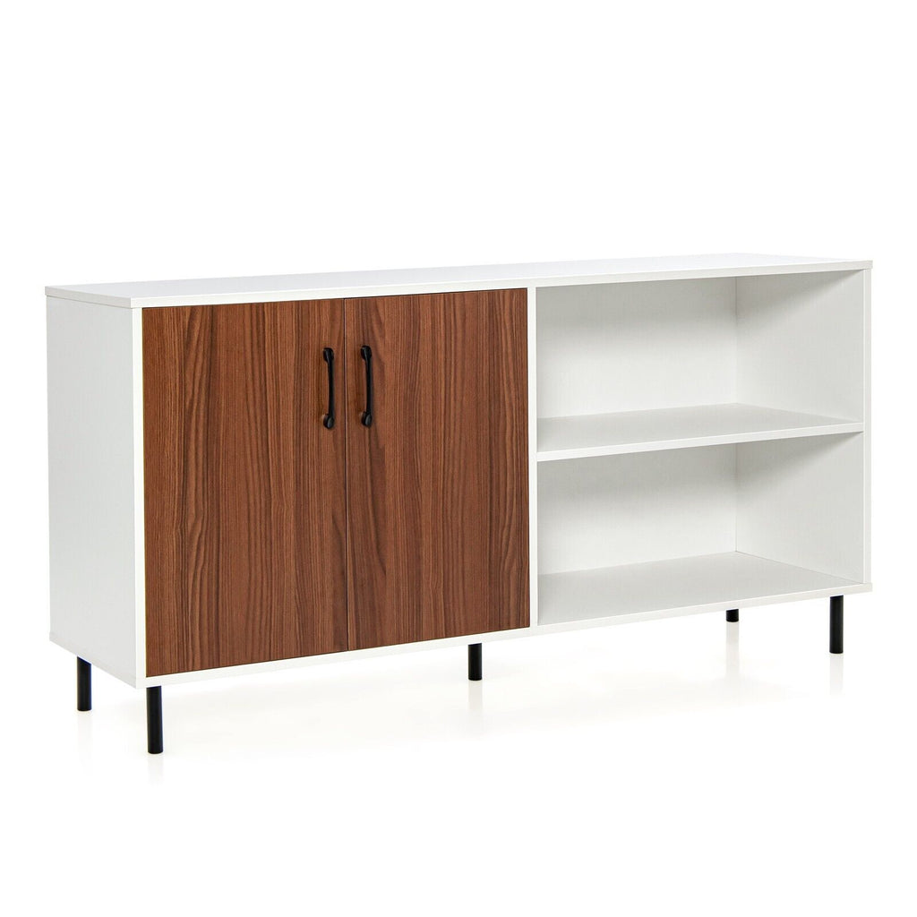 Wooden Storage Cabinet with Open Compartments