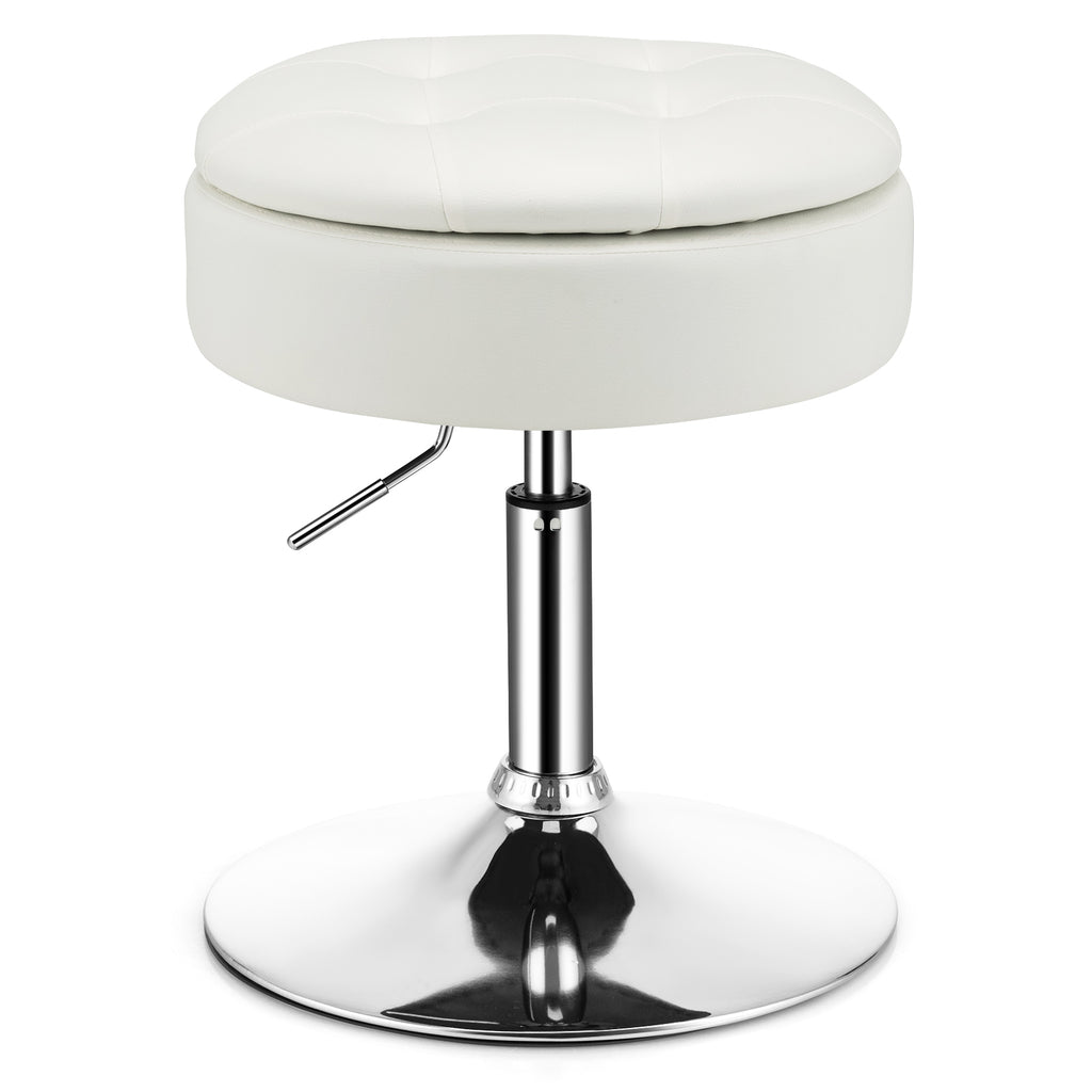360 Swivel Vanity Stool with Removable Tray Lid-White