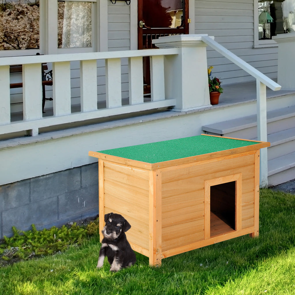 Pawhut 85cm Elevated Dog Kennel Wooden Pet House Outdoor Waterproof - Inspirely