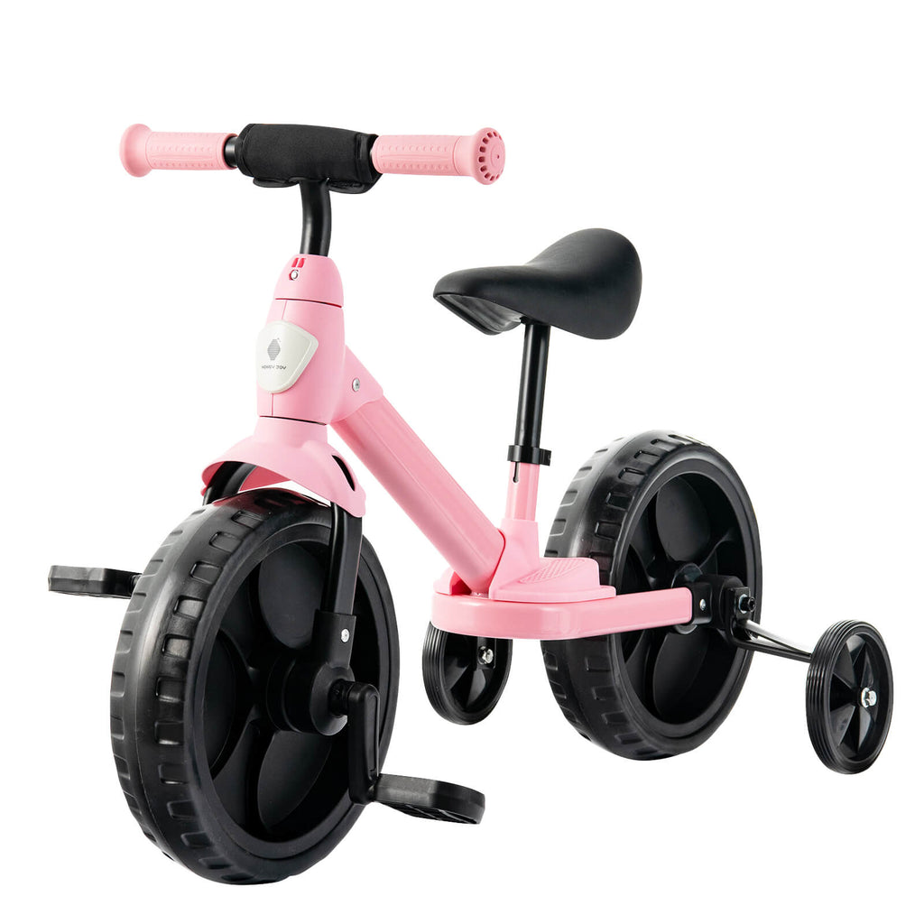 4 in 1 Kids Training Balance Bike with Training Wheels Pink