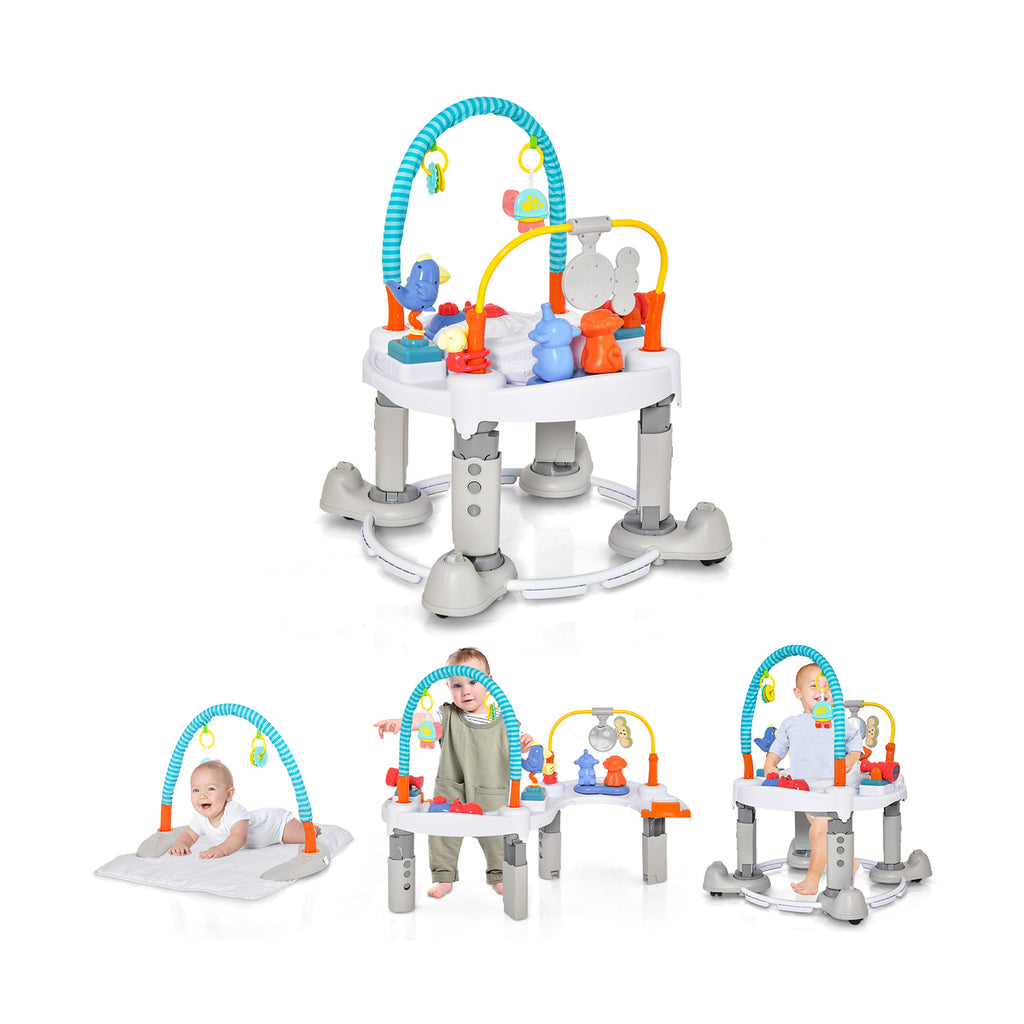 4-In-1 Baby Activity Center with Walker for Kids Aged 0-2 Years-Grey