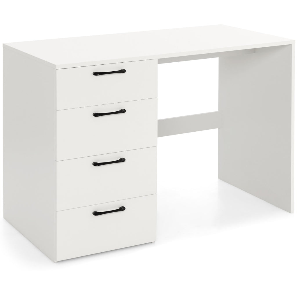 110 x 60 x 76cm Wooden Computer Desk with 4 Drawers White