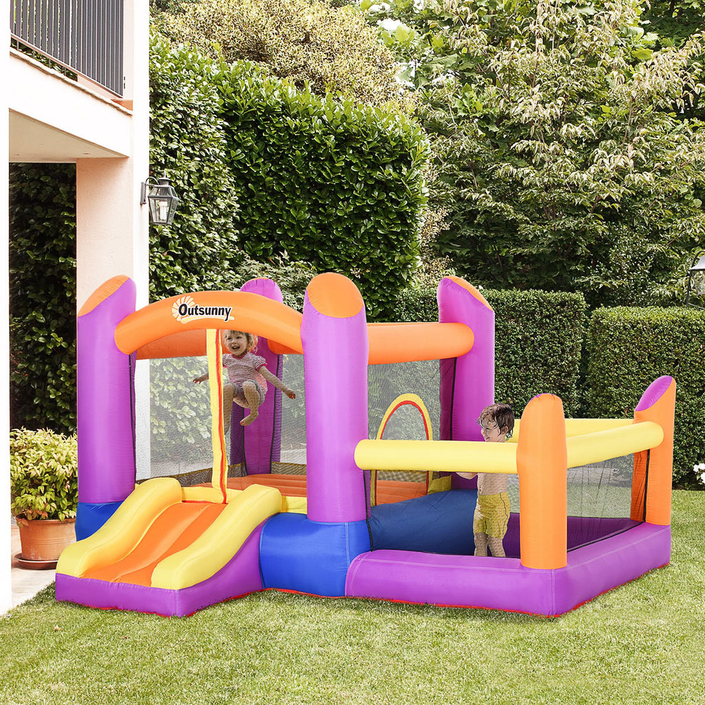 Outsunny Kids Bounce Castle House Inflatable Trampoline Slide Water Pool 3 in 1 with Inflator for Kids Age 3-12 Multi-color 3 x 2.8 x 1.7m - Inspirely