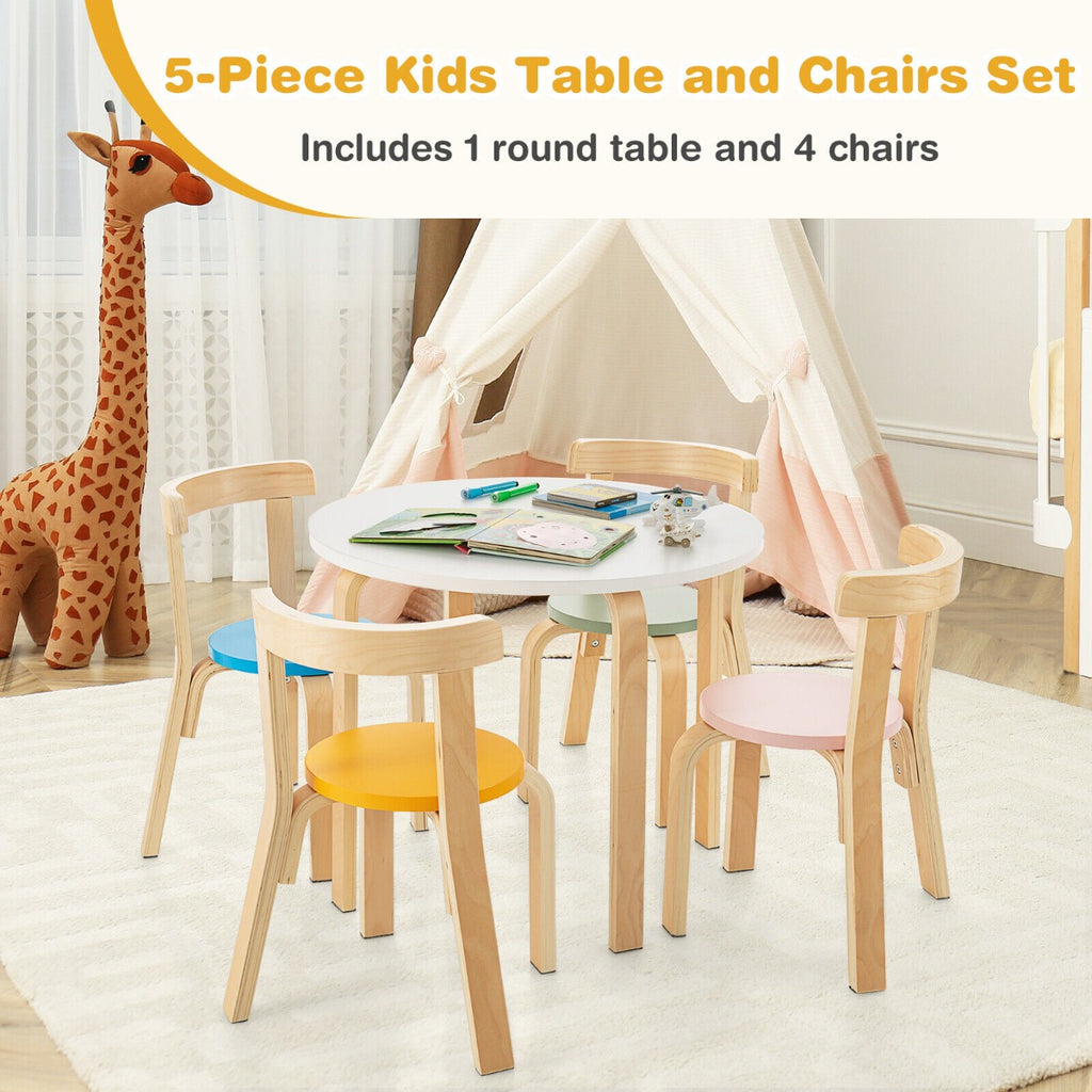 5-Piece Kids Play Table and Chair Set for Playing Drawing Reading-Colourful