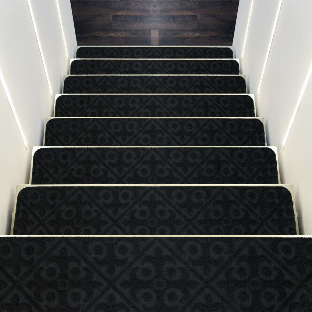 Non-Slip Stair Mats with Reusable Adhesive-Black
