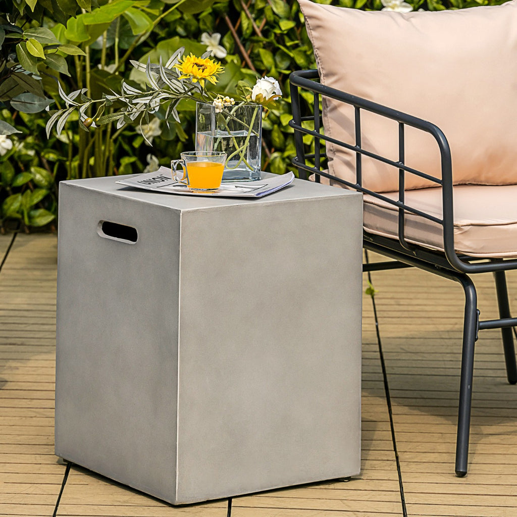 Outdoor Propane Gas Tank Cover Table Storage Case with Handles-Grey