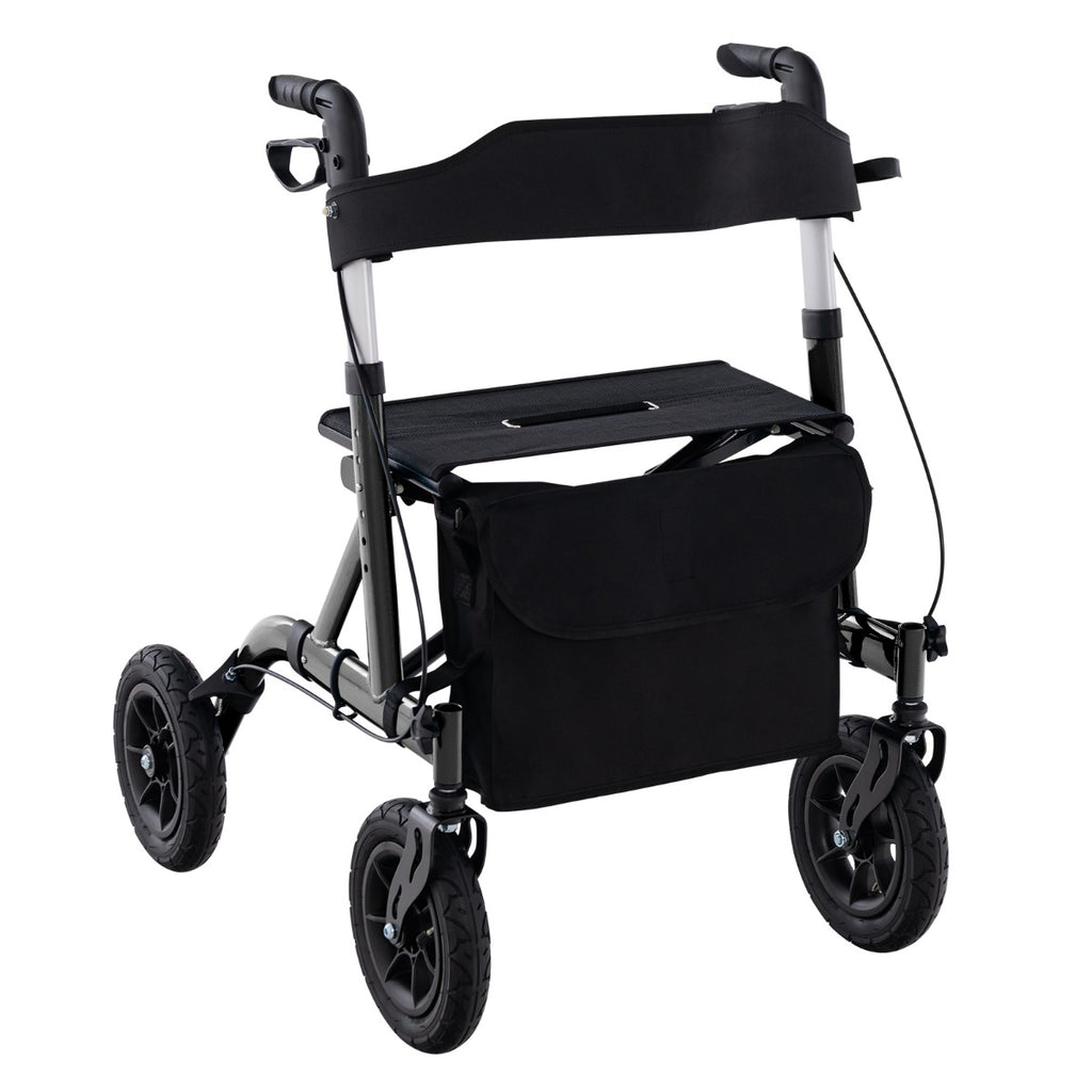Foldable Rolling Walker with Seat-Black