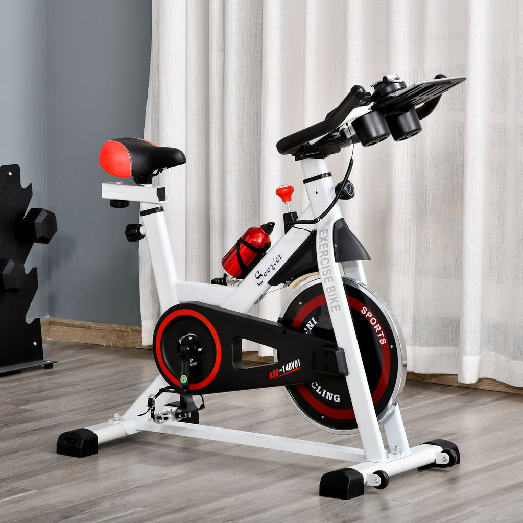 HOMCOM Upright Exercise Bike Indoor Training Cycling Machine Stationary Workout Bicycle with Adjustable Resistance Seat Handlebar LCD Display - Inspirely