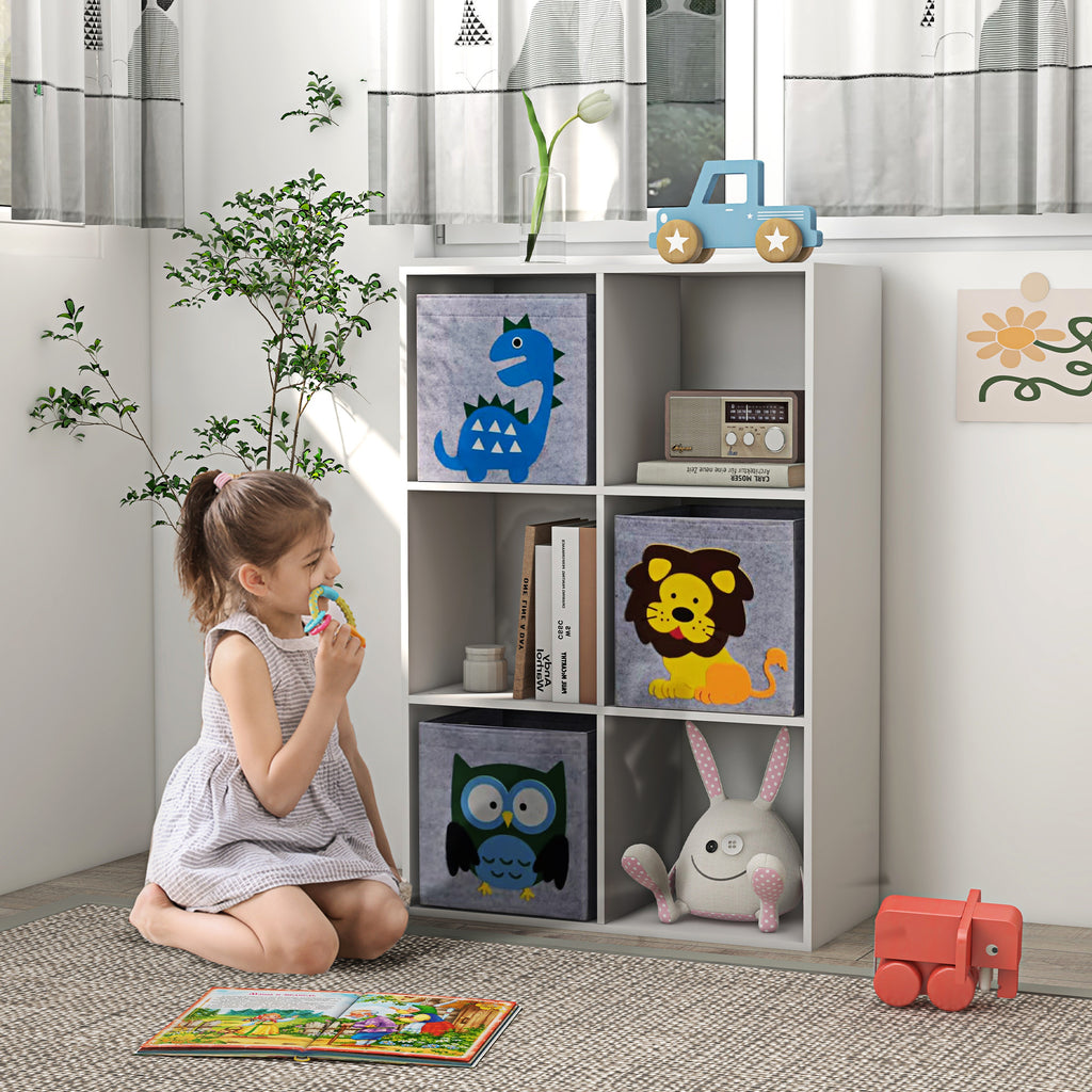 ZONEKIZ Kids Toy Box with Three Non-Woven Fabric Drawers, 61.8 x 29.9 x 91.5 cm, White