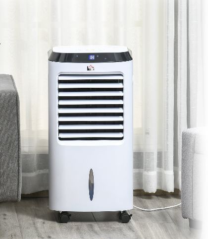 HOMCOM Portable Air Cooler, Evaporative Anion Ice Cooling Fan Water Conditioner Humidifier Unit w/3 Speed, Remote Controller, Timer for Home Bedroom - Inspirely