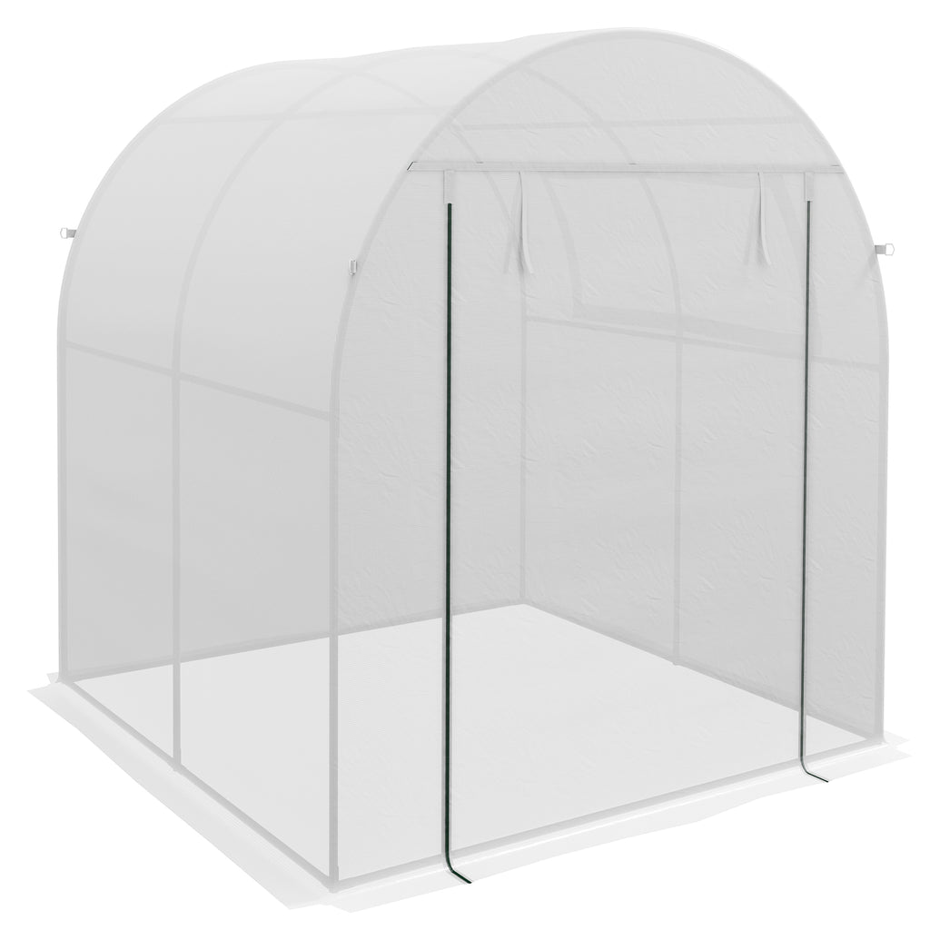 Outsunny Walk in Polytunnel Greenhouse, Green House for Garden with Roll-up Window and Door, 1.8 x 1.8 x 2 m, White