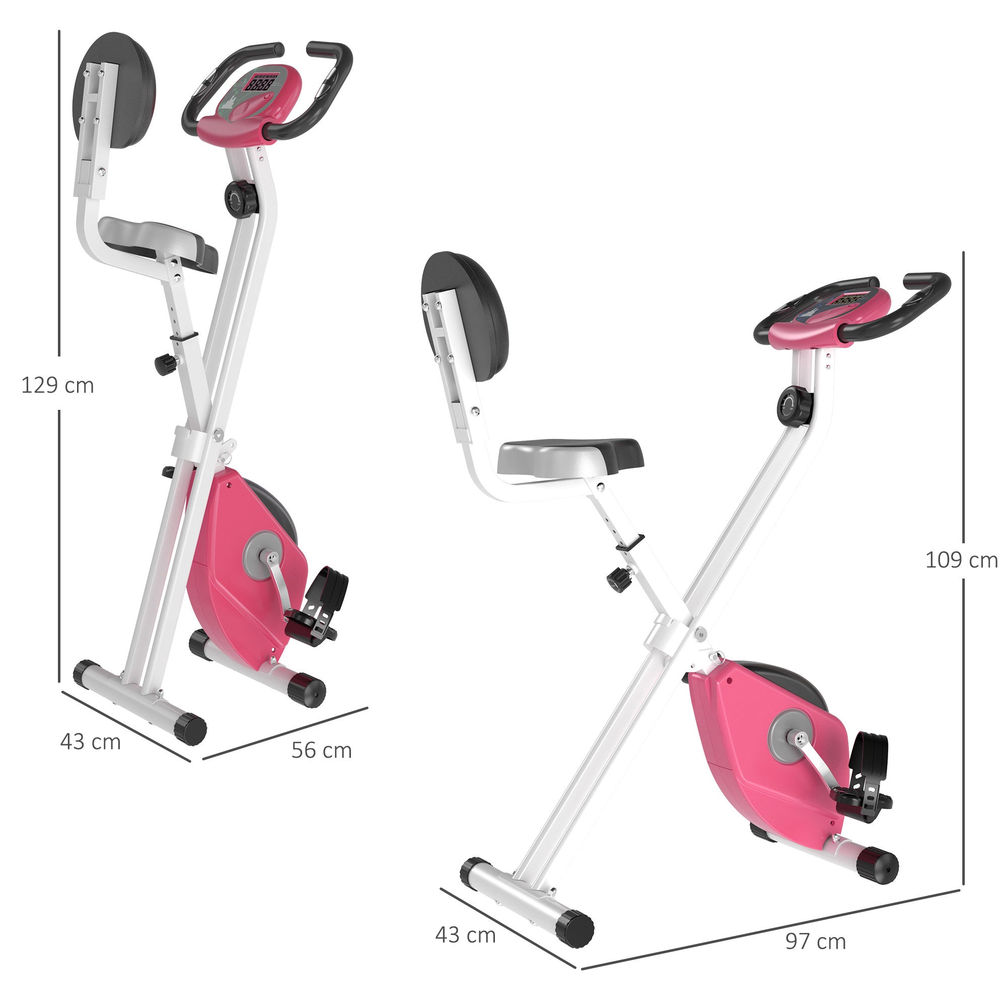 Manual Resistance Exercise Bike Foldable with LCD Monitor - Inspirely