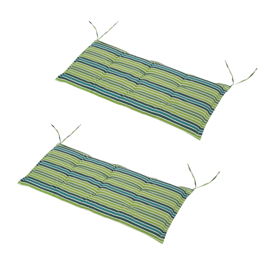 Outsunny Polyester Set of 2 Seat Cushion Chair Cushin Green Stripes - Inspirely