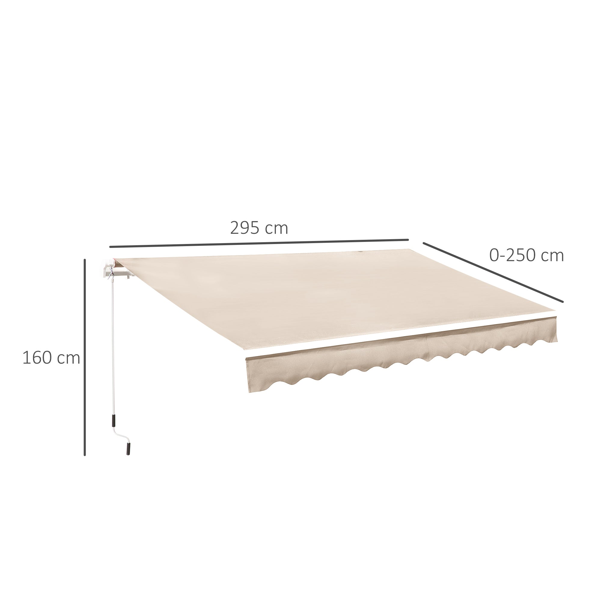 Outsunny 3 x 2.5m Garden Patio Manual Awning Canopy Sun Shade Shelter with Winding Handle Retractable - Cream White - Inspirely