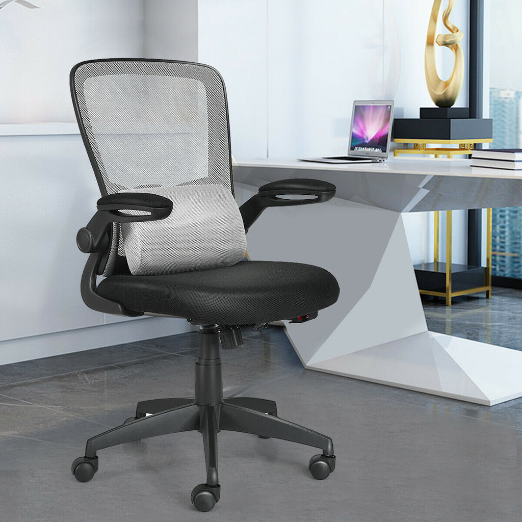 Lightweight Mesh Office Chair with Lumbar Support and Adjustable Backrest-Grey