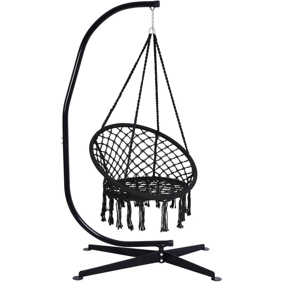 Hammock Swing Chair with Metal Rings (Stand not Included) Black