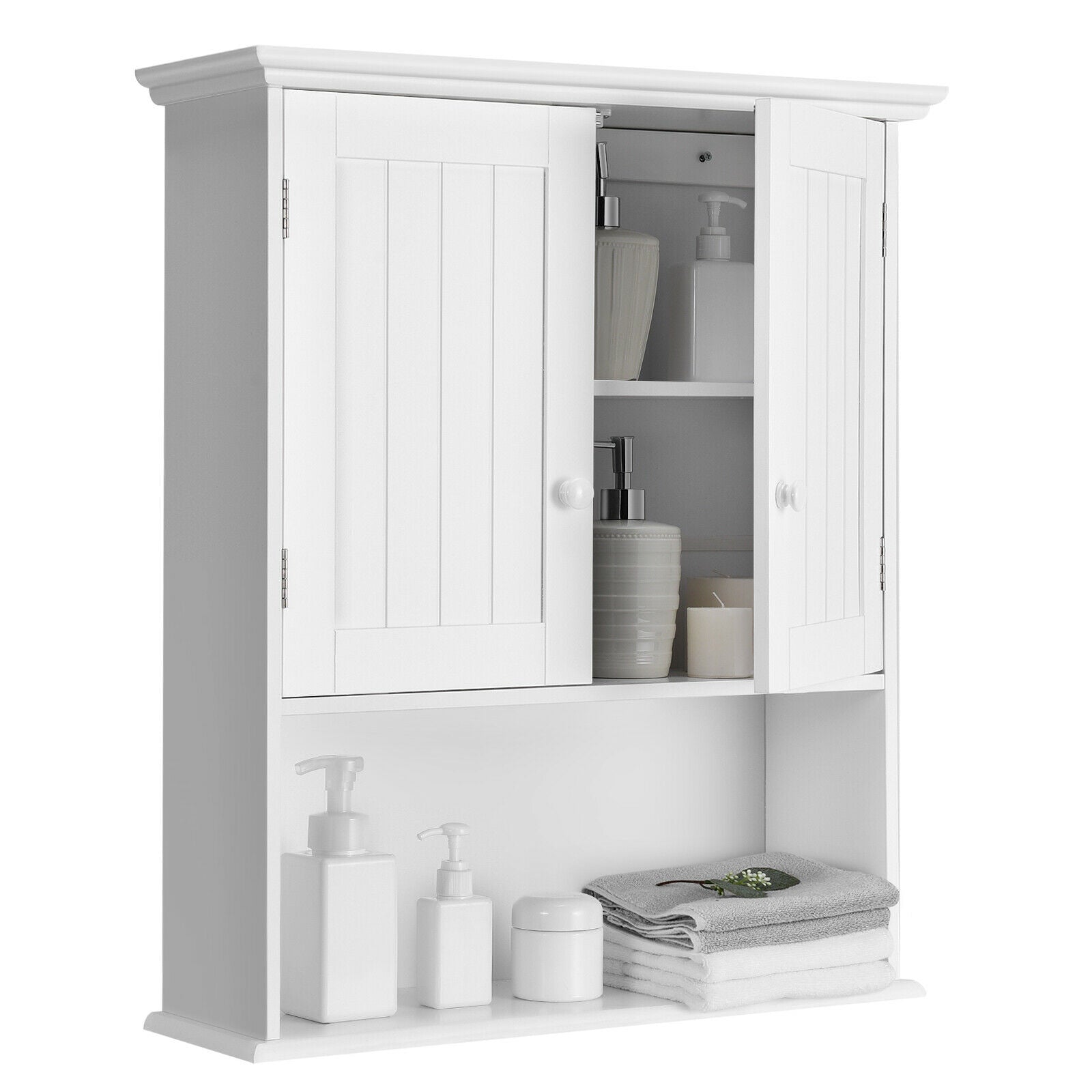 Wall Mounted Bathroom Storage Cabinet with Adjustable Shelf White