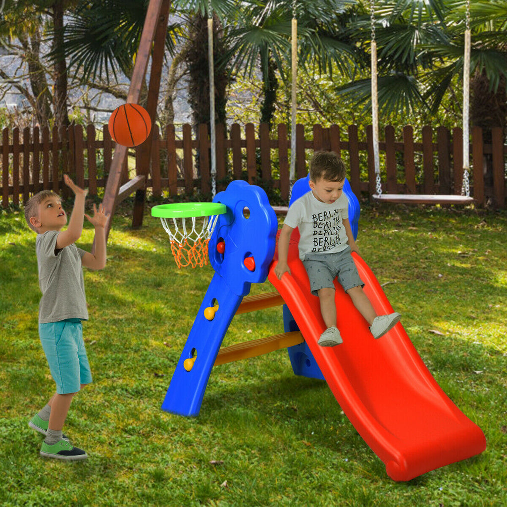 Folding Child's First Slide with Basketball Hoop