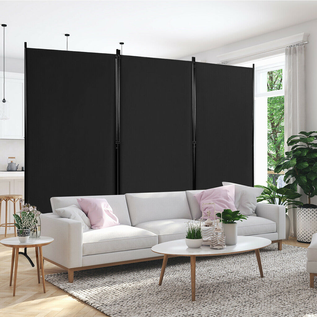 3 Panel Folding Room Divider-Black