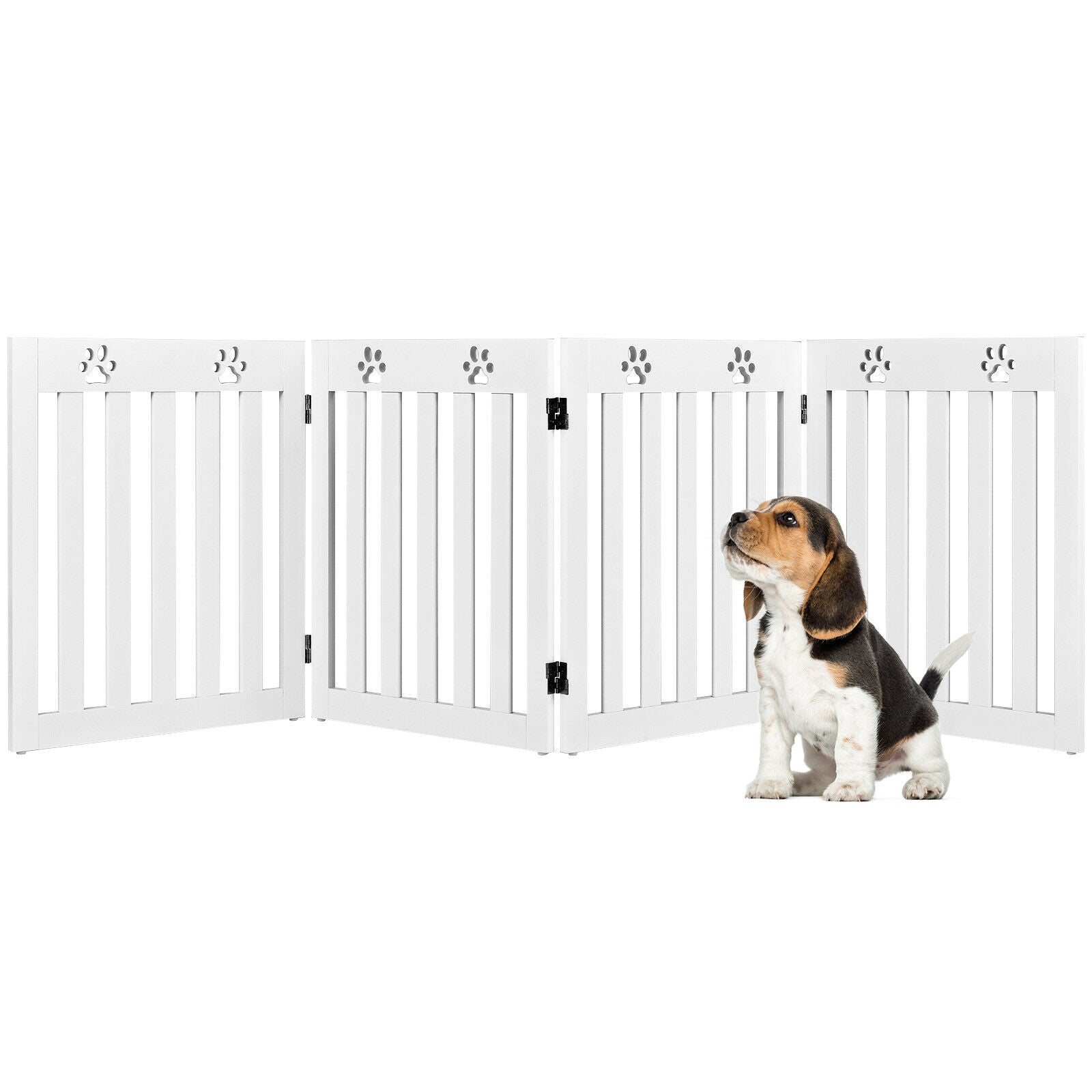 4 Panels Folding Pet Gate-White