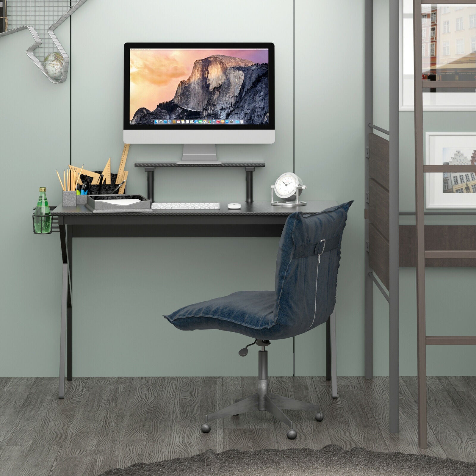 K- Frame Computer Desk with Adjustable Monitor Shelf